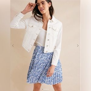 NWT Boden Blue & White Pleated Skirt - Size 14